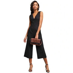 Anthropologie Greylin Farrah Cropped Lace Jumpsuit  Black Size XS